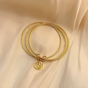 good 999 Fashion Gold Lucky Lotus Pong Style Fine Bracelet B34754