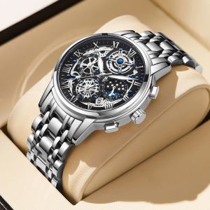 LIGE | LIGE Men Watch Sports Quartz Watches Men Waterproof Chronograph Wristwatch Mens Military Hollow Clock Man Relogio Masculino