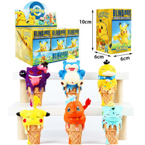 Bandai | Pokemon Blind Box Cartoon Ice Cream Pikachu Charmander Snorlax Psyduck Gengar Anime Figure Blind Box Toys Tabletop Ornaments