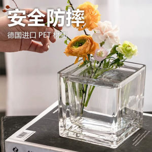 Classy Vase Transparent Acrylic Succulent Flower Pot Square Desk Flower Cup Hydroponics Green Plant Flower Arrangement Container