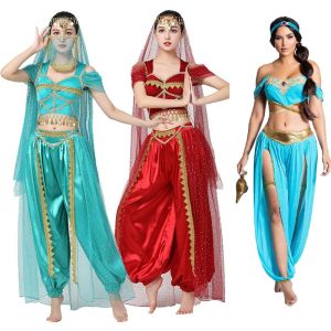 Halloween Jasmine Princess Dance Performance Costume Middle Eastern Flavor Aladdin Lamp Performance Outfit Cosplay Womens Set