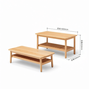 YUANSHI YUANSU | Solid Wood Double-layer Modern Minimalist Small Apartment Table