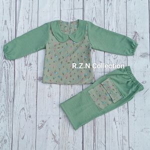 Oneset Baju Anak Perempuan Bahan Crinkle Motif Usia 1-7Tahun