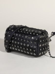 Fashionable round Cylinder Leather Shoulder Bag Womens Crossbody Pillow Shaped Chain Handbag Soft Tote Bag Casual Style