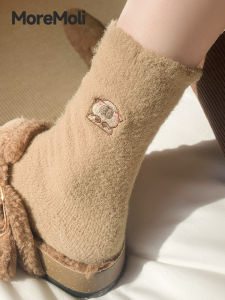 Cute Thick Fleece Lined Mid-Calf Winter Socks Warm Sleep Socks Anti-Cold Snow Boots Womens Home Comfortable Soft Fabric Socks