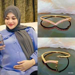 Gelang Bangle Fuji Permata Zircon Perhiasan Lapis Emas 18k 119  Fashion Accessories Fashion Jewellery  Fashion Bracelets