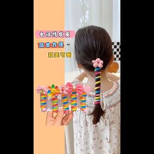 Korean Coil Hair Tie Kids Girl Ponytail Hair Rope Fashion Scrunchies Japanese Braided Telephone Cord Hair Ring