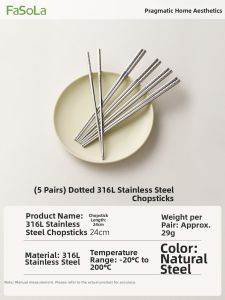 FaSoLa | Anti-Slip Mold-Resistant Stainless Steel Chopsticks For Home Use Kids 316L