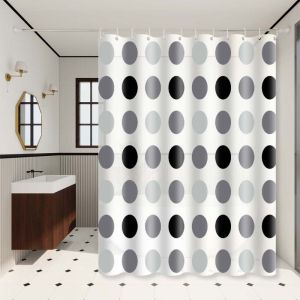 Nordic Style Gray and White Polka Dot Bathroom Partition Curtain Gray and White Classic Color Scheme Exudes a Low-Key and Elegant Vibe