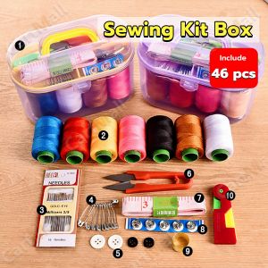 Sewing Kit Box Set Household Sewing Tools Portable Sewing Kit 10 in 1 Random Color