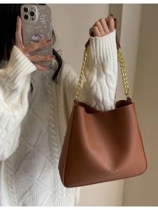 กระเป๋าถือลายทางทรงสี่เหลี่ยมผืนผ้าสำหรับผู้หญิง ความจุขนาดใหญ่ สไตล์ฤดูใบไม้ร่วง/ฤดูหนาว กระเป๋าสะพายไหล่แบบลำลอง กระเป๋าถือ PU กระเป๋าถือแบบสะพายไหล่แบบลำลอง