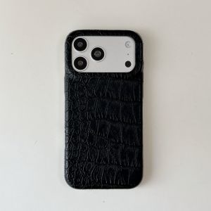 szhaiyu | For iPhone 18 Pro Max 17 16 15 14 13 Pro Solid Color Glossy Case With Crocodile Skin Pattern hockproof Protective Cover Funda