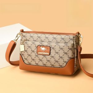 กระเป๋าสะพายข้างผู้หญิงแบบมีซิป กระเป๋าสะพายข้างแบบสะพายข้าง กระเป๋าสะพายไหล่เดี่ยว กระเป๋าหนังแท้ พิมพ์ลายวินเทจ กระเป๋าสะพายข้างแบบมีซิปสำหรับวัยกลางคน