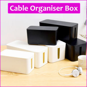 Cable Management Box Large & Medium & Small Cable Organizer Box to Hide Wires & Power Strips | TV Cord Organizer Box | for Home & Office White/Black