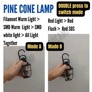 Pine Cone Lamp with 2000mAh Battery For Outdoor with White Yellow Red SOS Light Lightweight