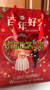 BD Paperbag Souvenir Shuang Xi / Goodie Bag Handuk / Paperbag Wedding Chinese Souvenir Ukuran Besar PP28