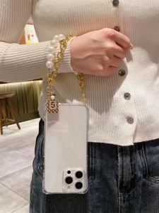 Pearl Wrist Chain Compatible with  14 15Pro Max 13 Mini 12 Case Crossbody 11 Handheld Chain 14Pro/XR Women XS Soft 7P/13Pro