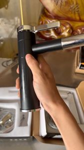 Vòi lavabo Nóng Lạnh Đồng Thau Xi Đen Thiết Kế Tròn Sang Trọng. Vòi Nước Bồn Rửa Mặt