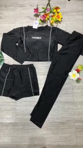 Bikini đồ bơi nữ 3 chi tiết áo tay dài quần dài quần đùi thun lạnh quảng châu cao cấp có đệm ngực BINSPORTS BHN030