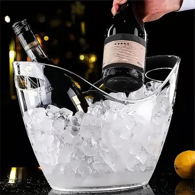 4L Clear Ice Bucket Beverage Tub Handle Cooling Large Ice Bucket for Wine Champagne Bar Supplies for