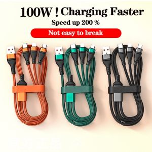 ♥【Readystock】 + FREE Shipping ♥ NEW 100W 6A Super Fast Charger for Android 3 In 1 Cable Data Transmission Micro Usb / Type-C / for IPhone Cable