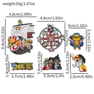 Bandai | 6pcs One Piece Inspired Enamel Pins Set Anime Luffy Pirate Themed Pins for Backpack Clothing Manga Fan Collection Gift