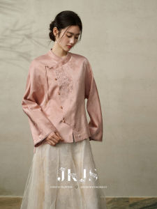 JK＆JS | Áo Blouse Lụa Brocade Phong Cách Trung Quốc