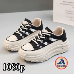 (ch1035k)Z รองเท้าผ้าใบแฟชั่นเสริมส้น5ซม. กันลื่นสไตล์รองเท้ากีฬาผู้หญิง รองเท้าเด็กแฟชั้นปี2023