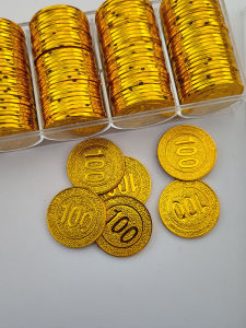 เหรียญทองคำขนาดใหญ่ 100 ชิ้น เครื่องมือเล่นบทบาทเด็ก เครื่องประดับเหรียญทองคำสำหรับเด็ก เครื่องมือสะสม