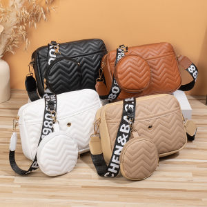Wave Pattern Ribbon Crossbody Bag for Women Fashion Letter Printing Shoulder Bag with Small Purses