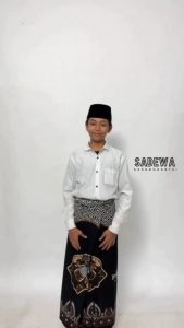 Sarung Anak Remaja SD SMP 9 - 15 Tahun Motif Wayang Hitam Putih Katun Halus