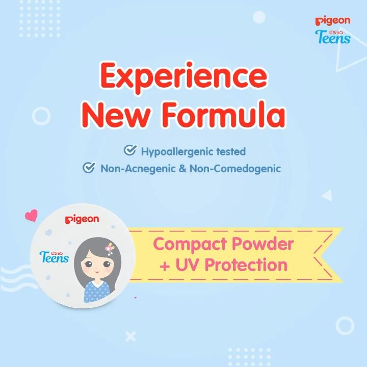 Pigeon Teens Compact Powder + UV Protection 14gr - Bedak Padat Remaja Hypoallergenic - Ciyee