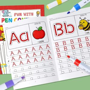 หนังสือฝึกเขียนตัวอักษรภาษาอังกฤษสำหรับเด็ก A-Z หนังสือฝึกเขียน ฝึกการเขียน การวาดภาพ หนังสือภาพประกอบกิจกรรม
