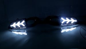 SNCN 2PCS Car LED DRL Daylights For Honda HRV 2014 2015 2016 2017 Yellow Turn Signal Daytime Running Headlamps Driving Lamp Fog Lights Blue Running Car Foglamp