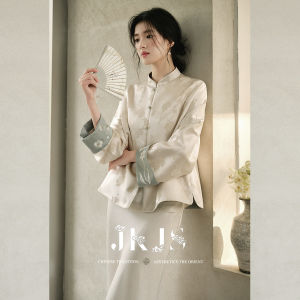 JK&JS | Áo Khoác Ngắn Dyeing & Thêu Mới Phong Cách Trung Quốc Nữ Mùa Xuân & Thu Cổ Đứng