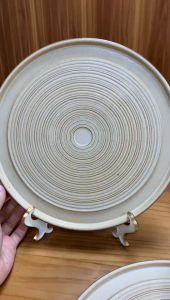 VISHINE Vintage Stoneware Ceramic Tableware Threaded Flat Dinner Salad Plate 10inch Restaurant Steak Plate