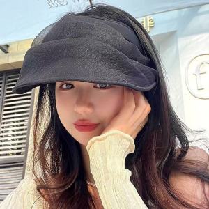 Mũ Che Nắng Bằng Vải Bong Bóng Có Thể Gập Lại Cho Nữ Mùa Hè Mới Mũ Lưới Che Mặt Chống Tia UV Mũ Rỗng Mũ Rơm Phong Cách Ngọt Ngào Dễ Thương