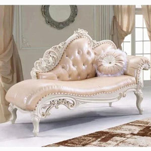 Genuine Leather Small Apartment Master Bedroom High-Grade Solid Wood Carving Beauty Bed Chinese and American Style Princess Single Bean Bag Chaise Longue