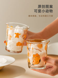 Original Cartoon Glass Cup Drinking Water Cup High Aesthetic Value Milk Juice Coffee Cup Home Use Ins Ice American Coffee Cup
