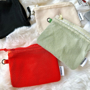 Mesh Cosmetic Bag Portable Mesh Storage Pouch Lightweight Sundries Storage Bag Multi-purpose Square Coin Purse with Zipper