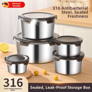 Food-grade Stainless Steel Storage Container Round with Lid Soup Bowl
