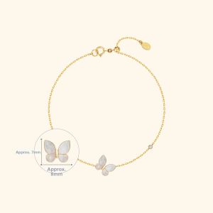 Helas | Butterfly Mother-of-Pearl 18K Gold Diamond Bracelet