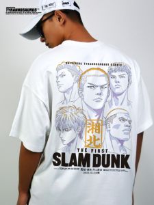 Loose Shoulder Short Sleeve T-Shirt Dinosaur Studio 2022 Slam Dunk Big Movie Anime Loose Fit Casual Cotton round Neck Tee