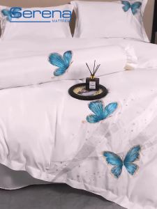 Drap trải giường lụa sateen trần bông 5 món chăn ga gối hệ thống nệm SERENA chính hãng set combo bộ chăn ga ra drap 5 món trải phủ nệm đệm chăn chần bông bedding set chuẩn khách sạn 5 sao - hệ thống nệm
