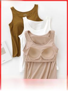 Camisole Womens Summer Underwear Padded One-Piece Bra Outwear Modal Cotton Base Tops Fashion Tape