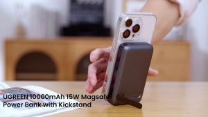 Sạc dự phòng không dây Ugreen 10000mAh | Sạc 3 thiết bi cùng lúc (Type C USB A)| Chân giá đỡ gập gọn | Bảo hành 18 tháng | 15086
