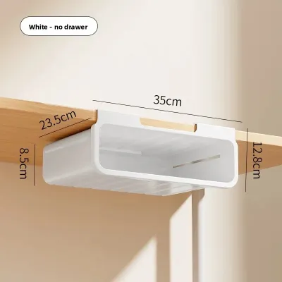 Hidden Drawer under Desk Storage Box Invisible Bookshelf Office Stationery Organizer No Punching Required Hanging Shelf