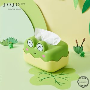 Creative Cartoon Frog Tissue Box Spring Pull Design Living Room Decor Small Size Rectangular Shape Household Storage Organizer