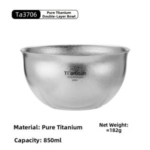 Tiartisan | Pure Titanium Double-layered Soup Bowl for Outdoors and Home Portable