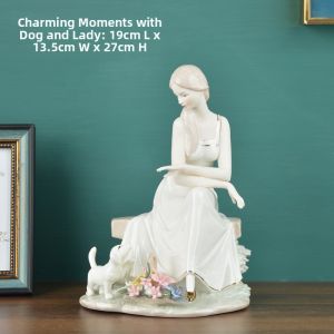 Creative Violin Girl Ceramic Figurine Artwork Living Room TV Cabinet Decorative Accessories Middle-Aged Style Home Decorations